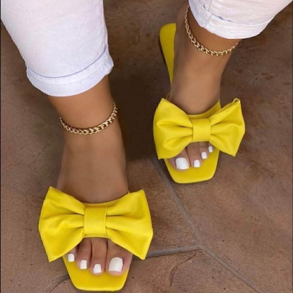 Yellow Double Bow sandals - Picture 1 of 5